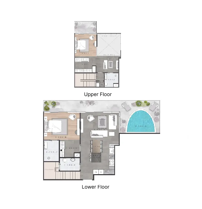 Autograph S Series Residence 2 bed floor plan, 1,981 sqft