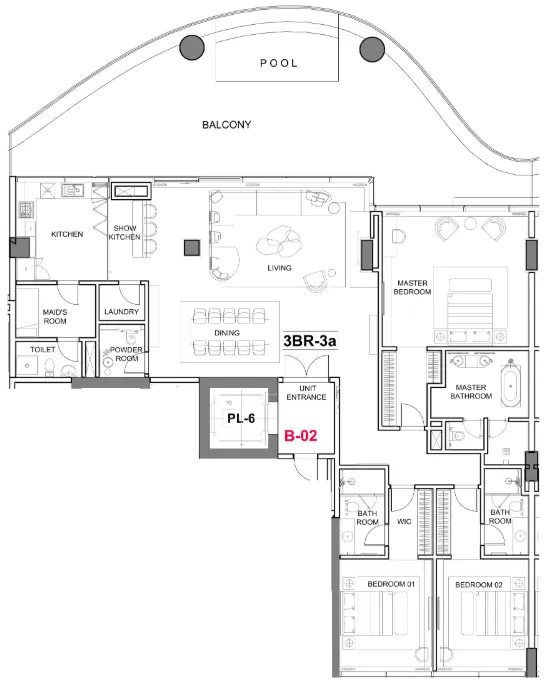 Cavalli Couture 3 bed floor plan, 3,905 – 4,026 sqft