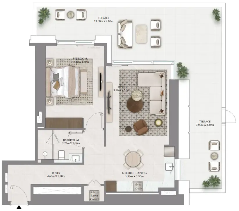 Lyvia By Palace 1 bed floor plan, 1,417 sqft