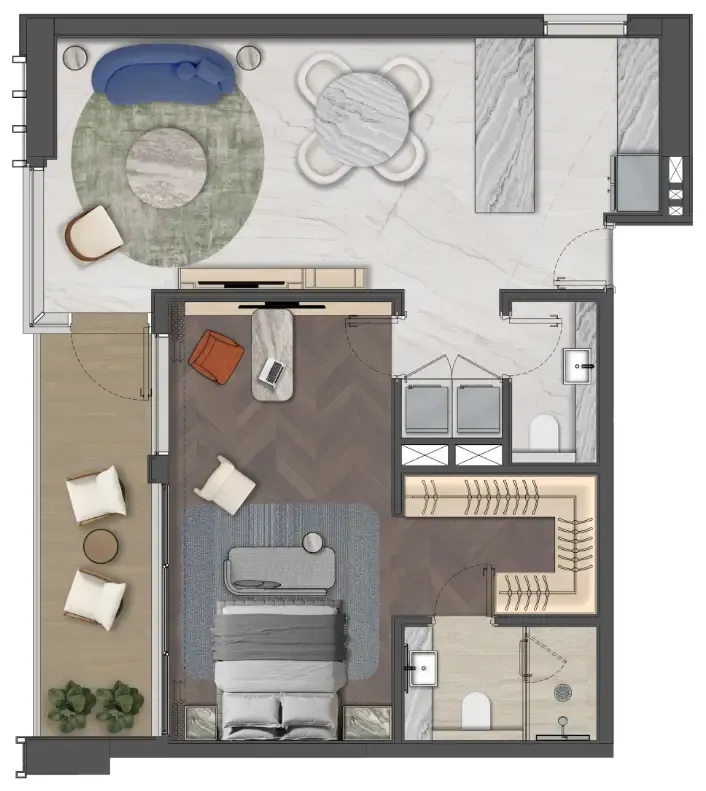 Mas Barsha Residency 1 bed floor plan, 949 sqft