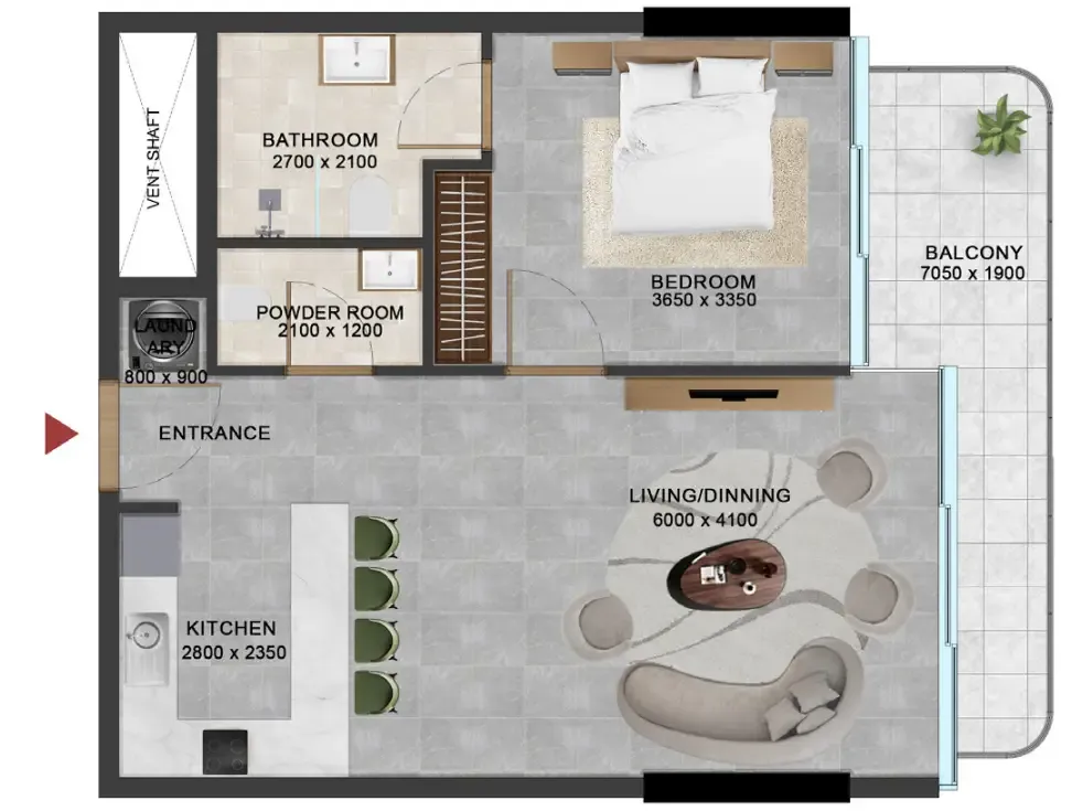 Vivanti Residences by Meteora 1 bed floor plan, 778 – 780 sqft