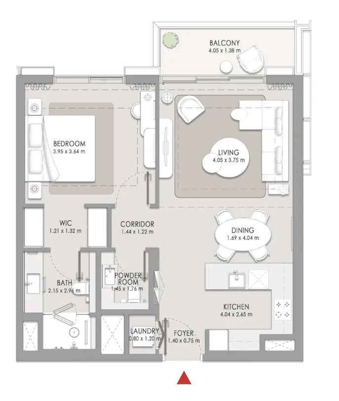 City Walk Crestlane 1 bed floor plan, 804 sqft