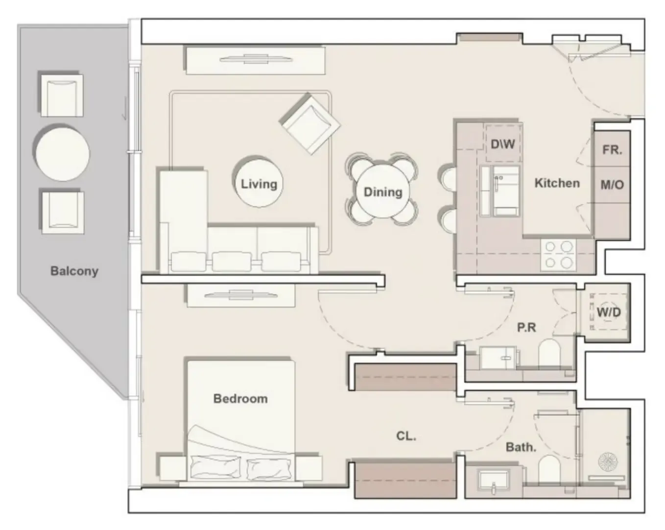 Eltiera Views 1 bed floor plan, 823 sqft