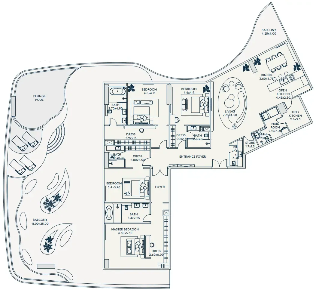 Rivage 4 bed floor plan, 7,047 sqft