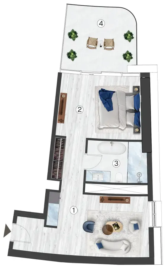 Radisson Blu Hotel & Residences Studio floor plan, 715 sqft