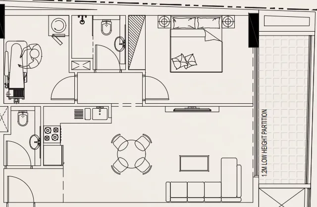 Casa Vista Residence 1 bed floor plan, 800 sqft