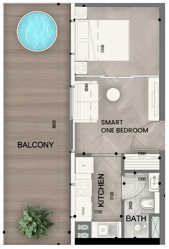 Sky Line by Peace Homes Studio floor plan, 546 sqft