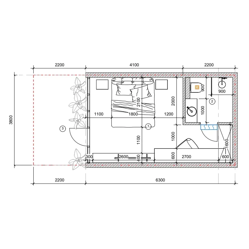Pandawa Dream 1 bed floor plan, 323 sqft