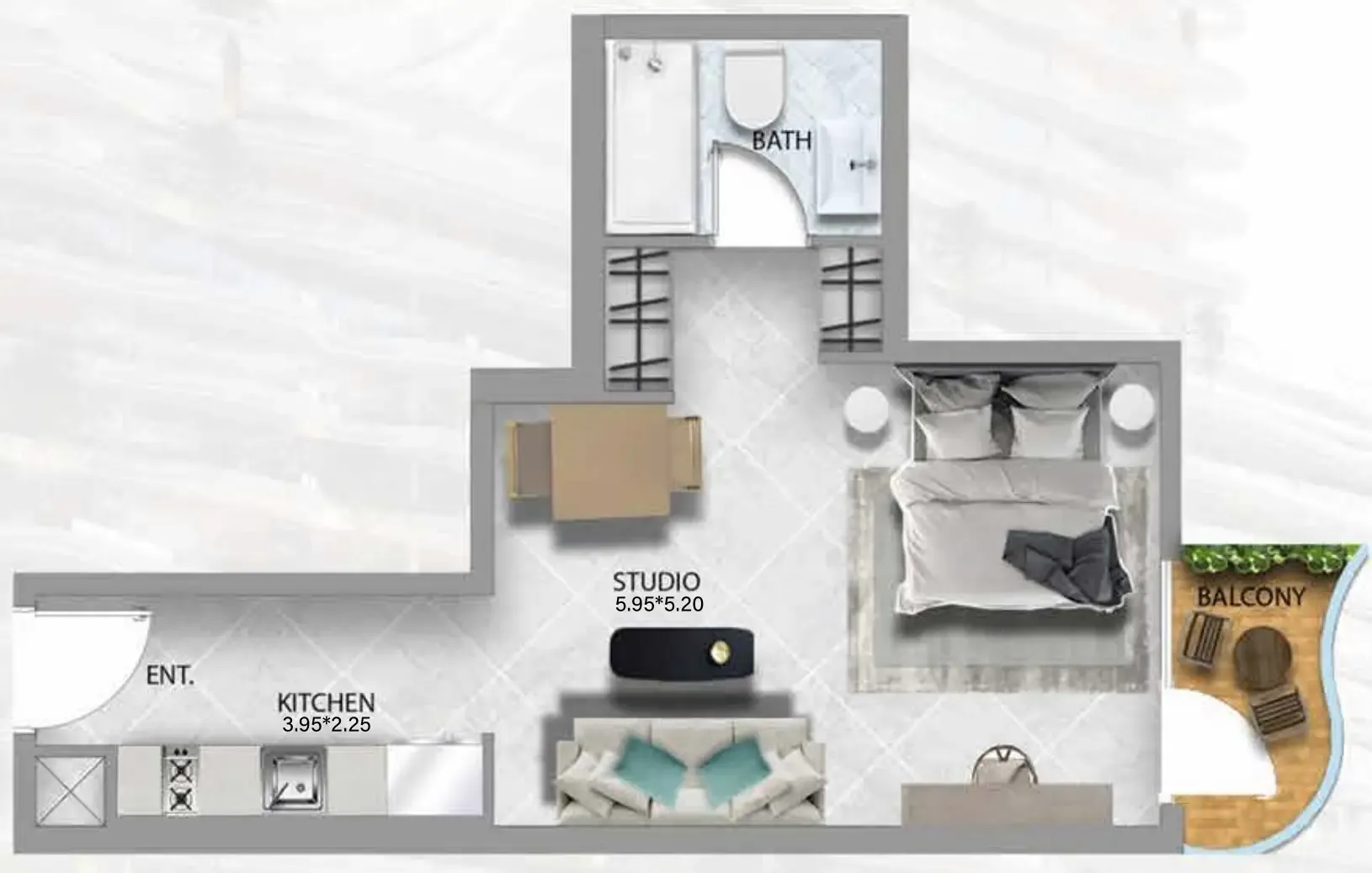 311 Boulevard Studio floor plan, 479 sqft