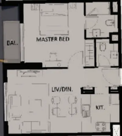 Altai Tower 1 bed floor plan, 618 sqft