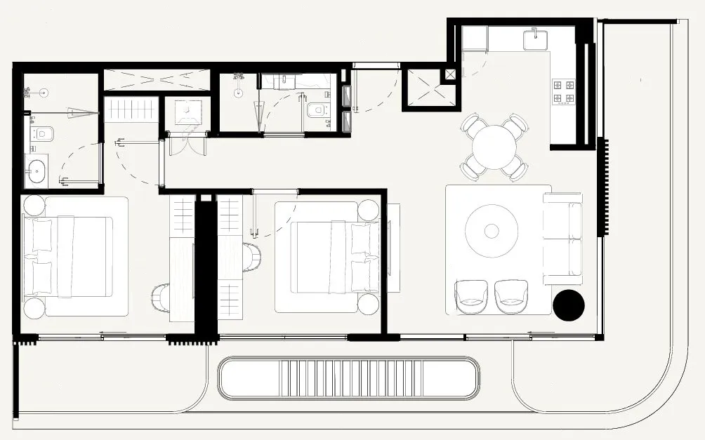 Azizi Abraham 2 bed floor plan, 1,143 sqft
