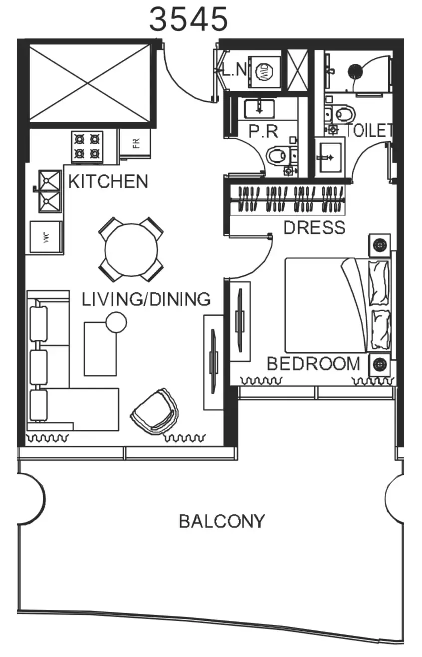 The WOW Tower 1 bed floor plan, 815 sqft