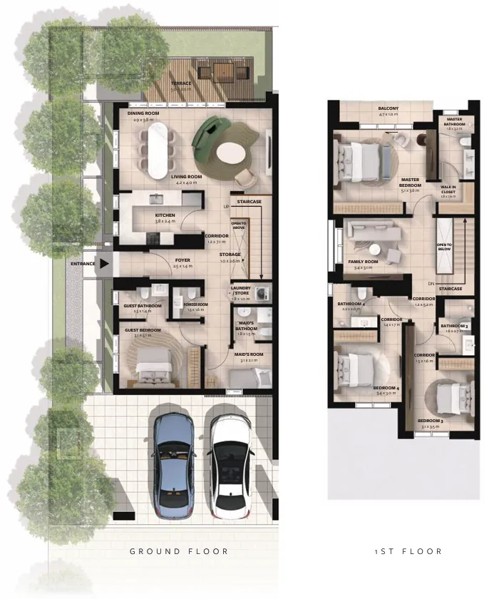 Waada Dubai South 4 bed floor plan, 2,942 sqft