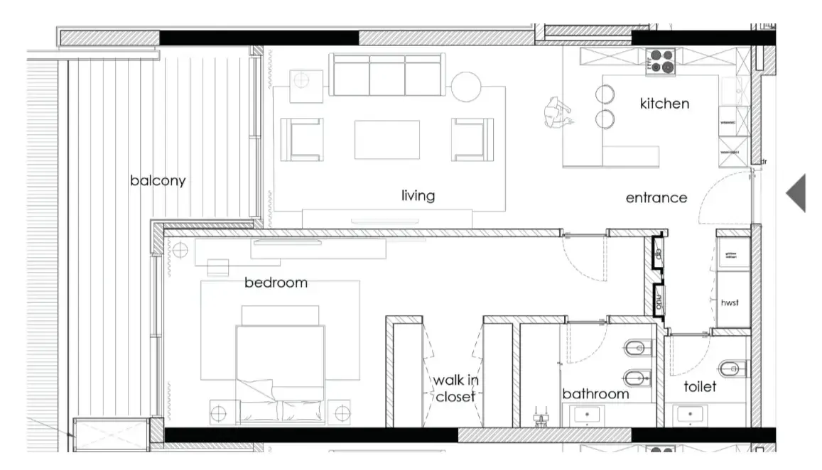 Gateway Porto Al Zorah 1 bed floor plan, 1,198 sqft