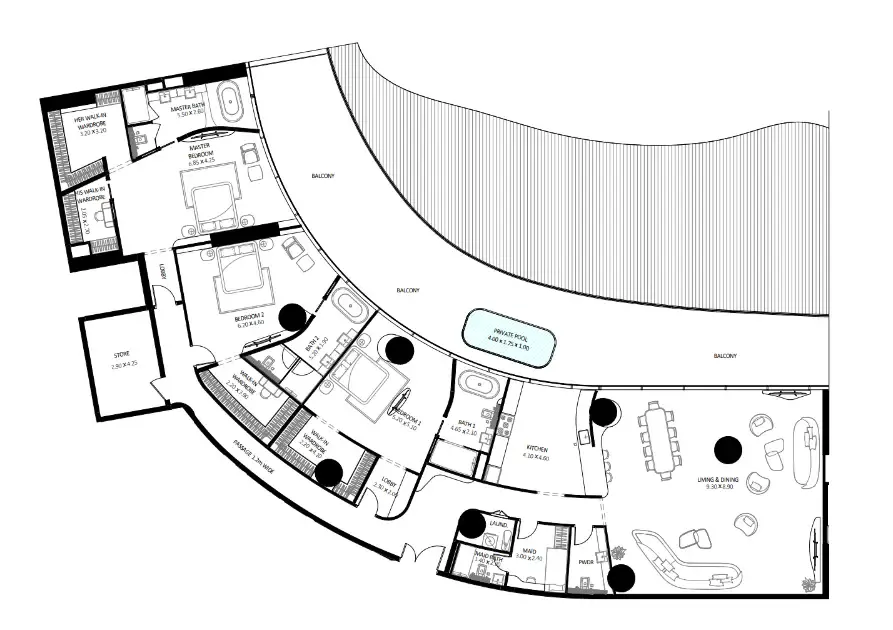 Bugatti Residences by Binghatti 3 bed floor plan, 5,135 sqft