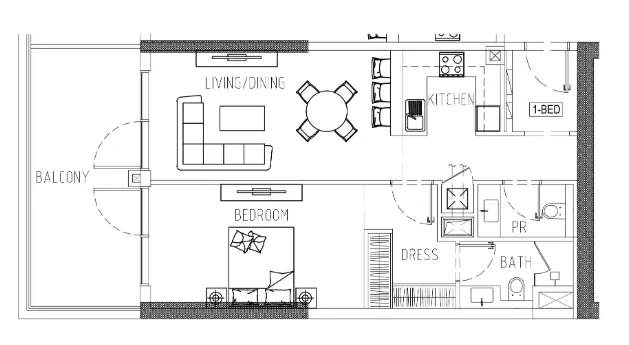 Damac Riverside Views 1 bed floor plan, 960 sqft