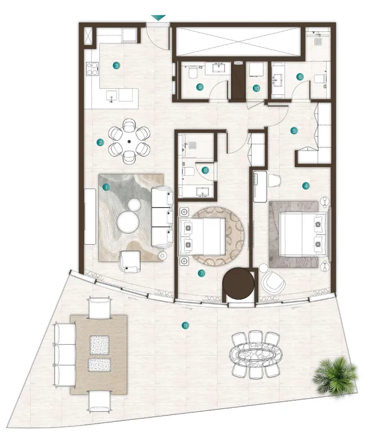La Mer by Elie Saab 2 bed floor plan, 2,145 sqft