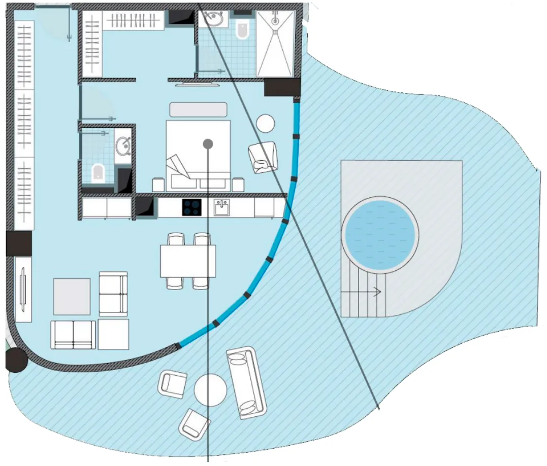 NEXT Coral 1 bed floor plan, 1,796 sqft