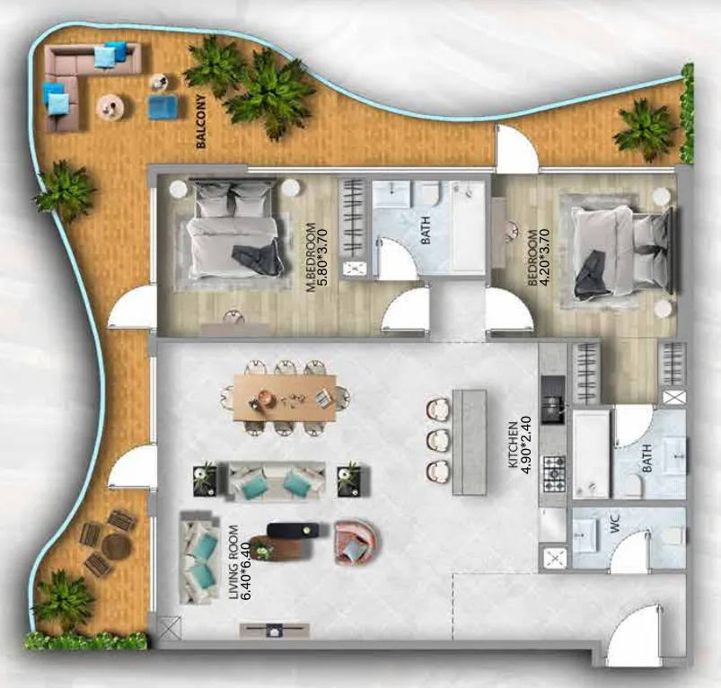 311 Boulevard 3 bed floor plan, 1,707 sqft