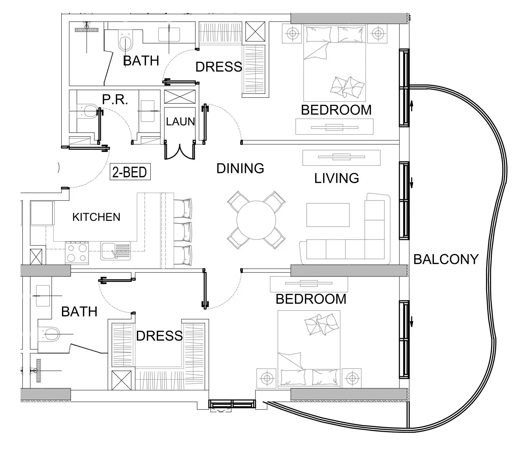 Valencia 2 bed floor plan, 1,160 sqft