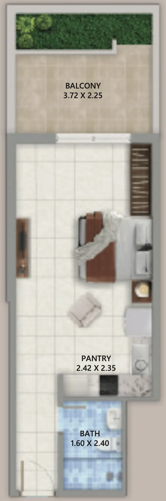 Linden Residences Studio floor plan, 466 – 468 sqft