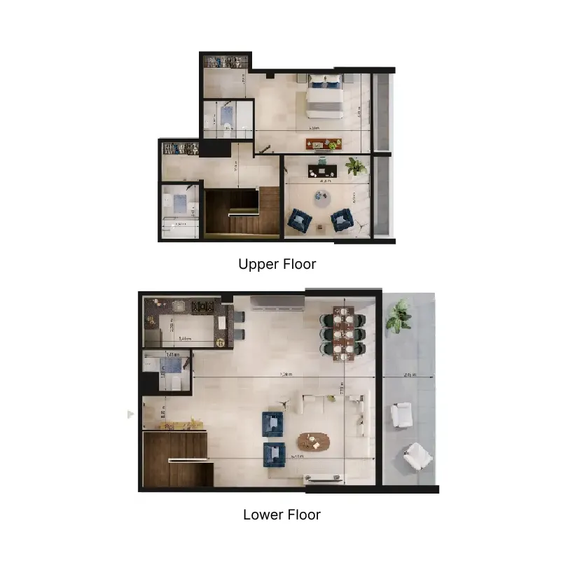 Uniestate Prime Tower 1 bed floor plan, 1,890 sqft