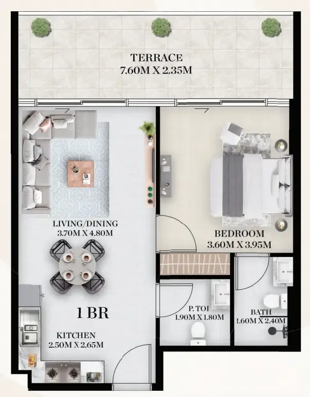 Chapter 01 by Newbury 1 bed floor plan, 780 sqft
