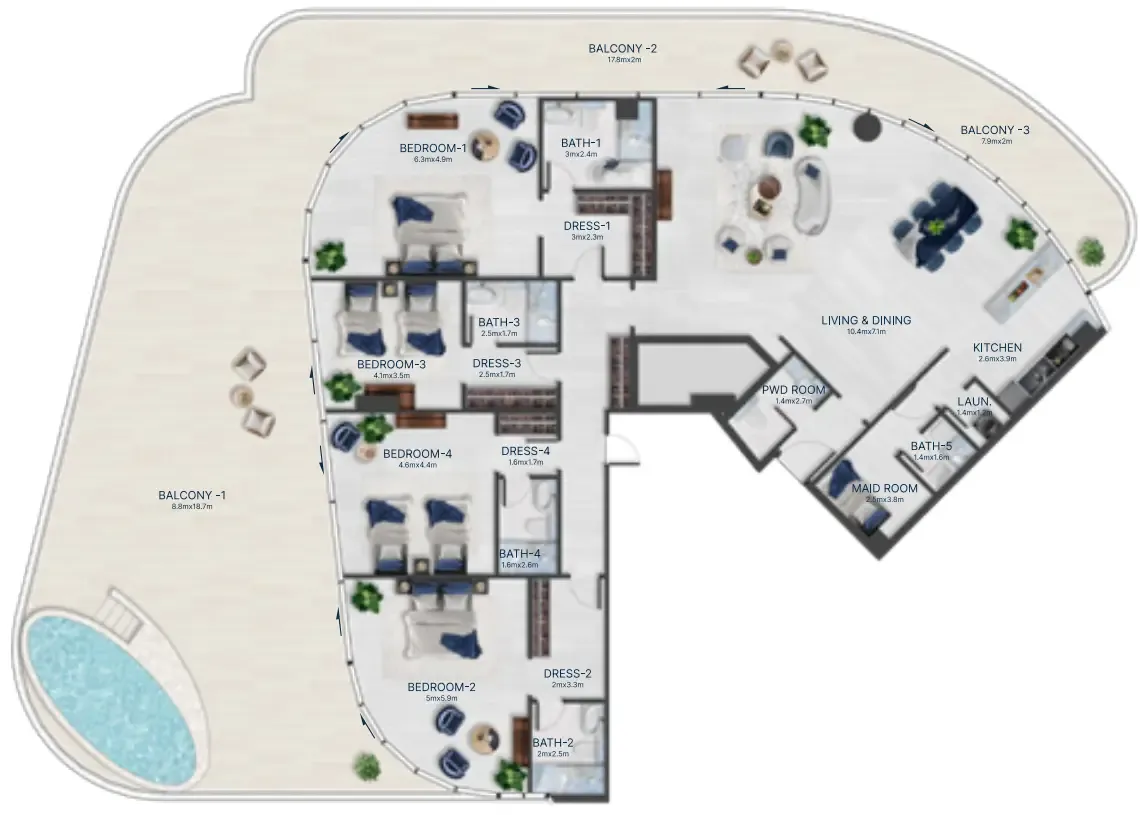 Acacia by BNW Developments 4 bed floor plan, 4,728 sqft