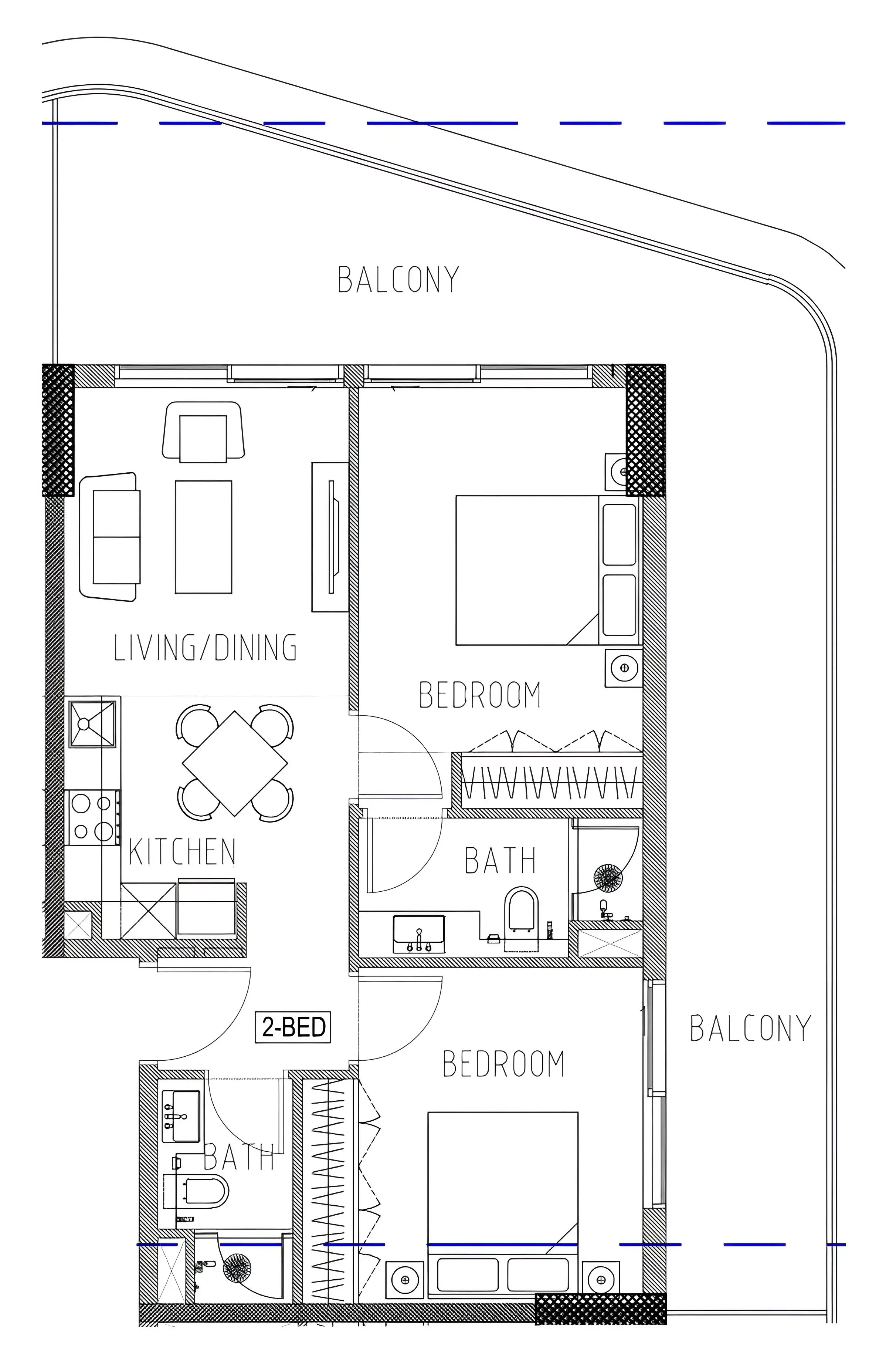 Elo 2 and 3 Damac 2 bed floor plan, 1,030 sqft