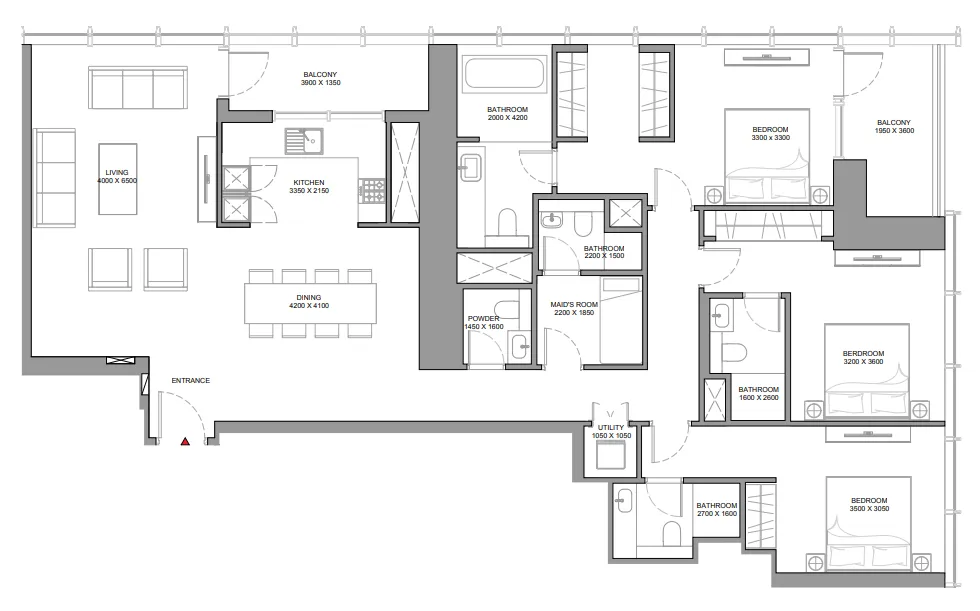 The Element at Sobha One 3 bed floor plan, 1,958 sqft