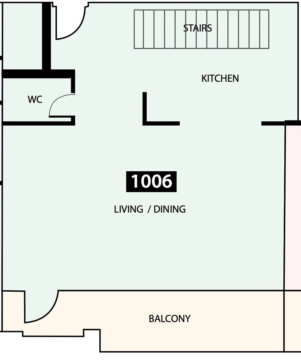 Paradise View 1 2 bed floor plan, 1,530 sqft