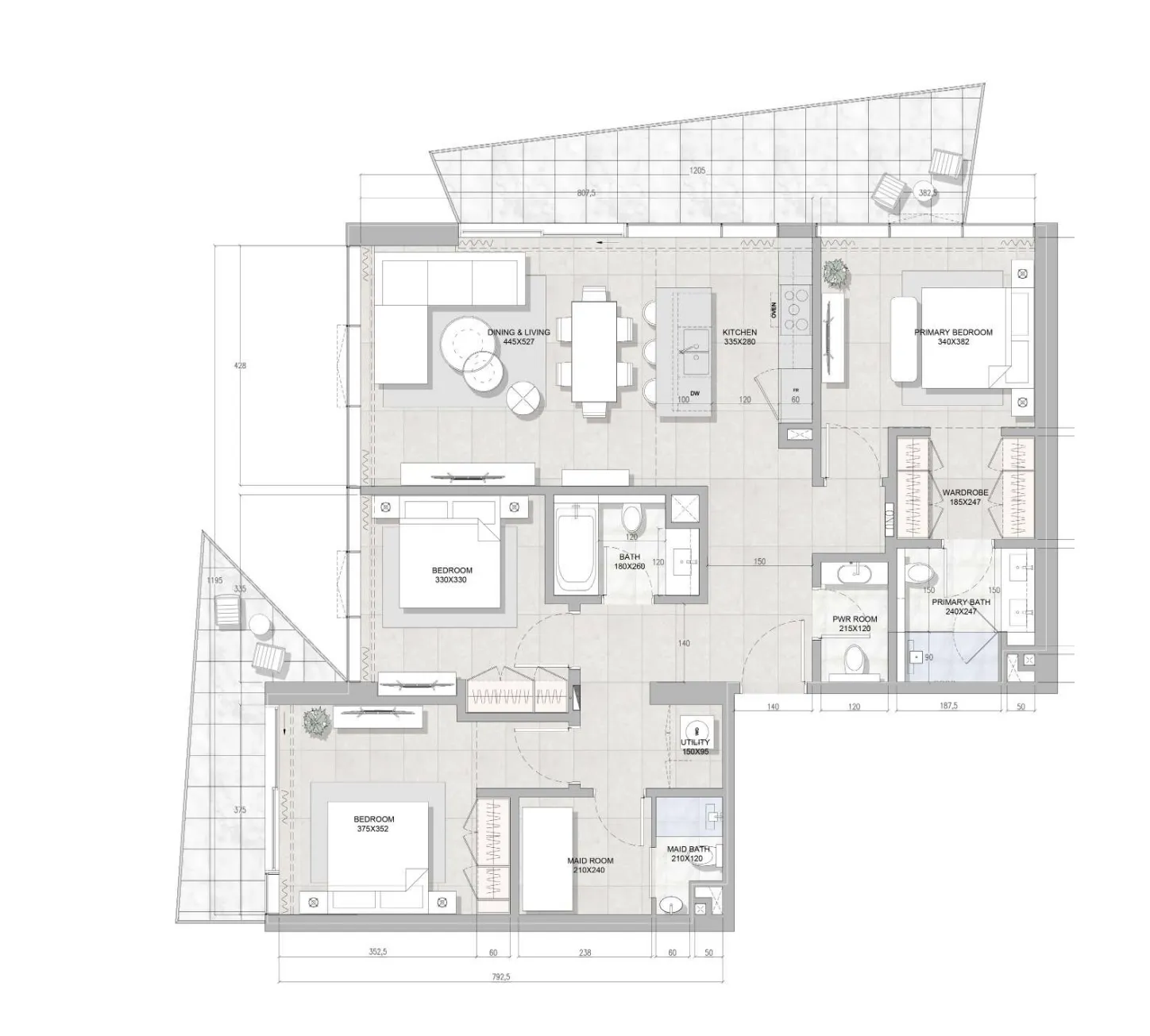 Solera Downtown Mina 3 bed floor plan, 1,744 sqft