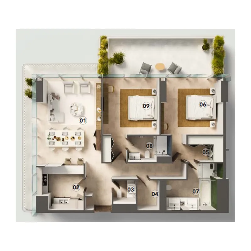Luluat Marina at Luluat Al Raha 2 bed floor plan, 1,466 sqft
