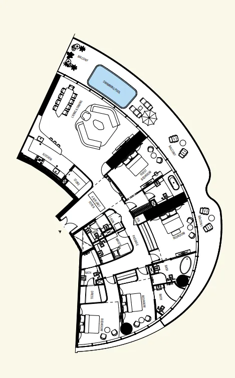 Mercedes-Benz Places by Binghatti 4 bed floor plan, 4,006 sqft