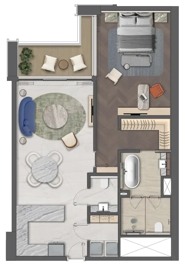 Mas Barsha Residency 1 bed floor plan, 1,080 sqft