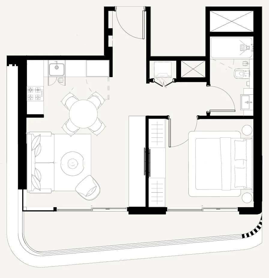 Azizi Sakandar 1 bed floor plan, 645 sqft