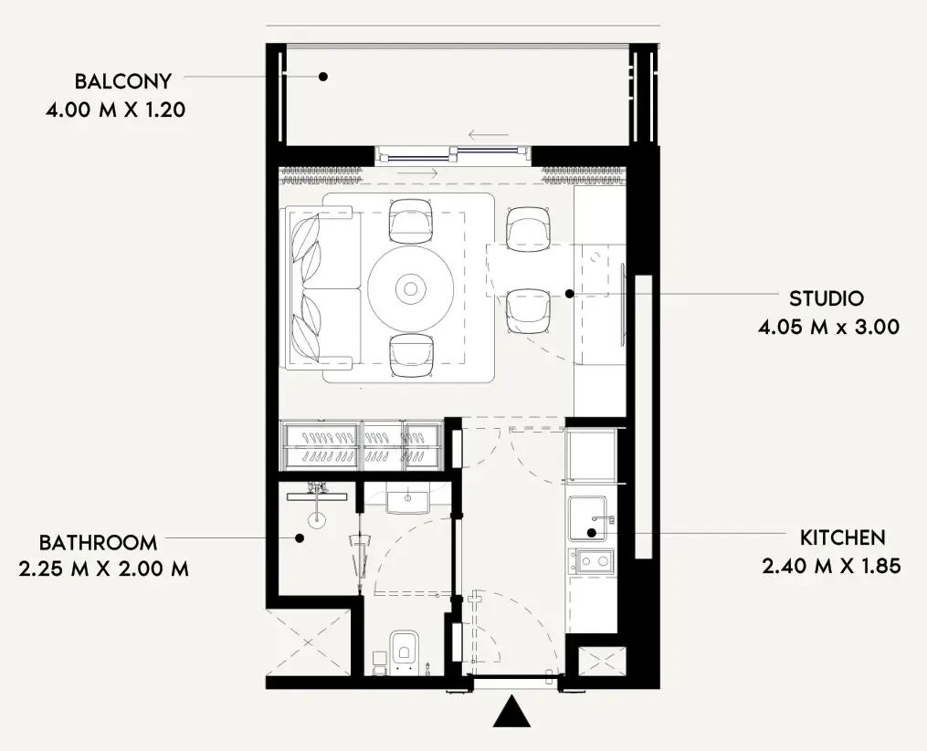 Azizi Lina Studio floor plan, 327 sqft