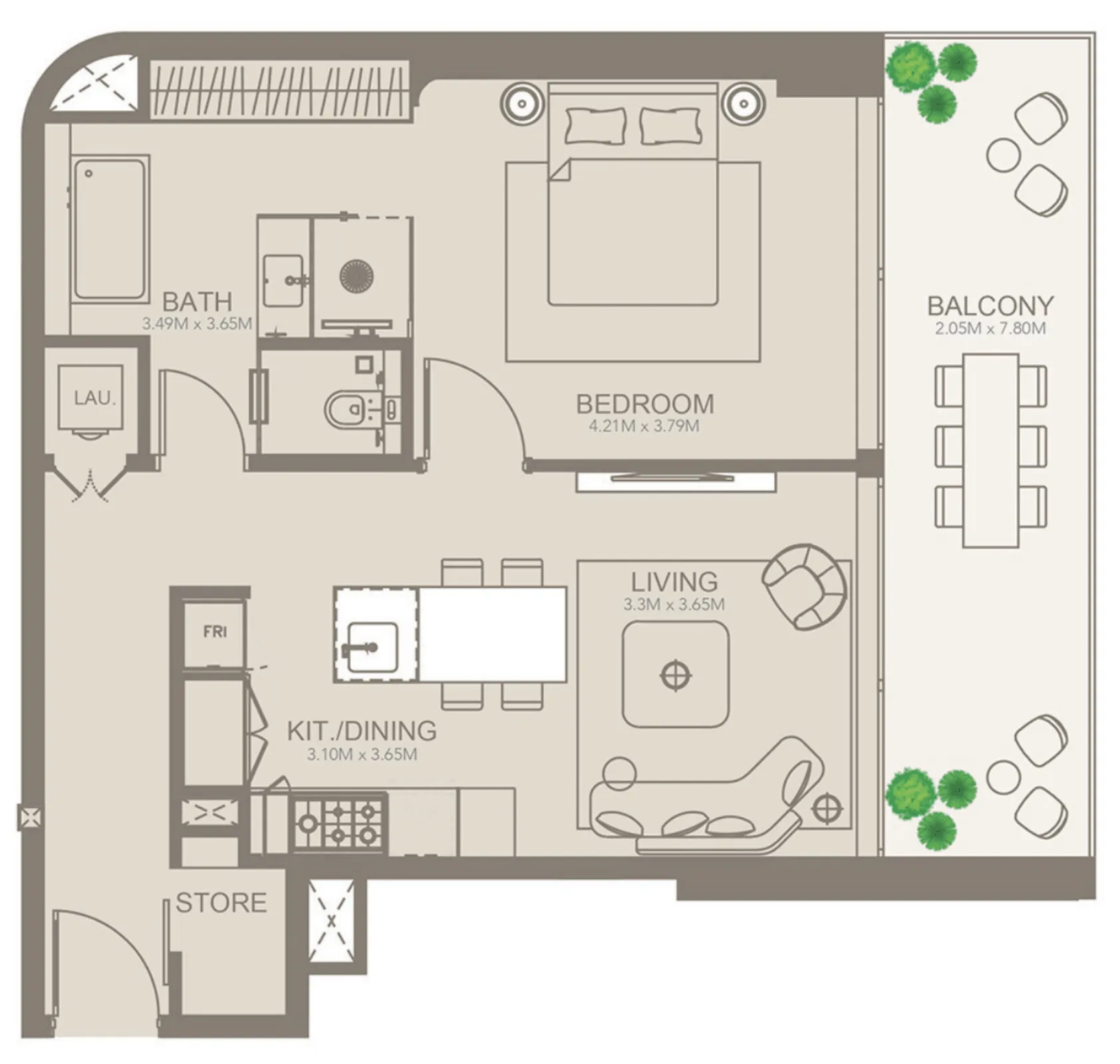 Golf Grove by Regent 1 bed floor plan, 878 sqft