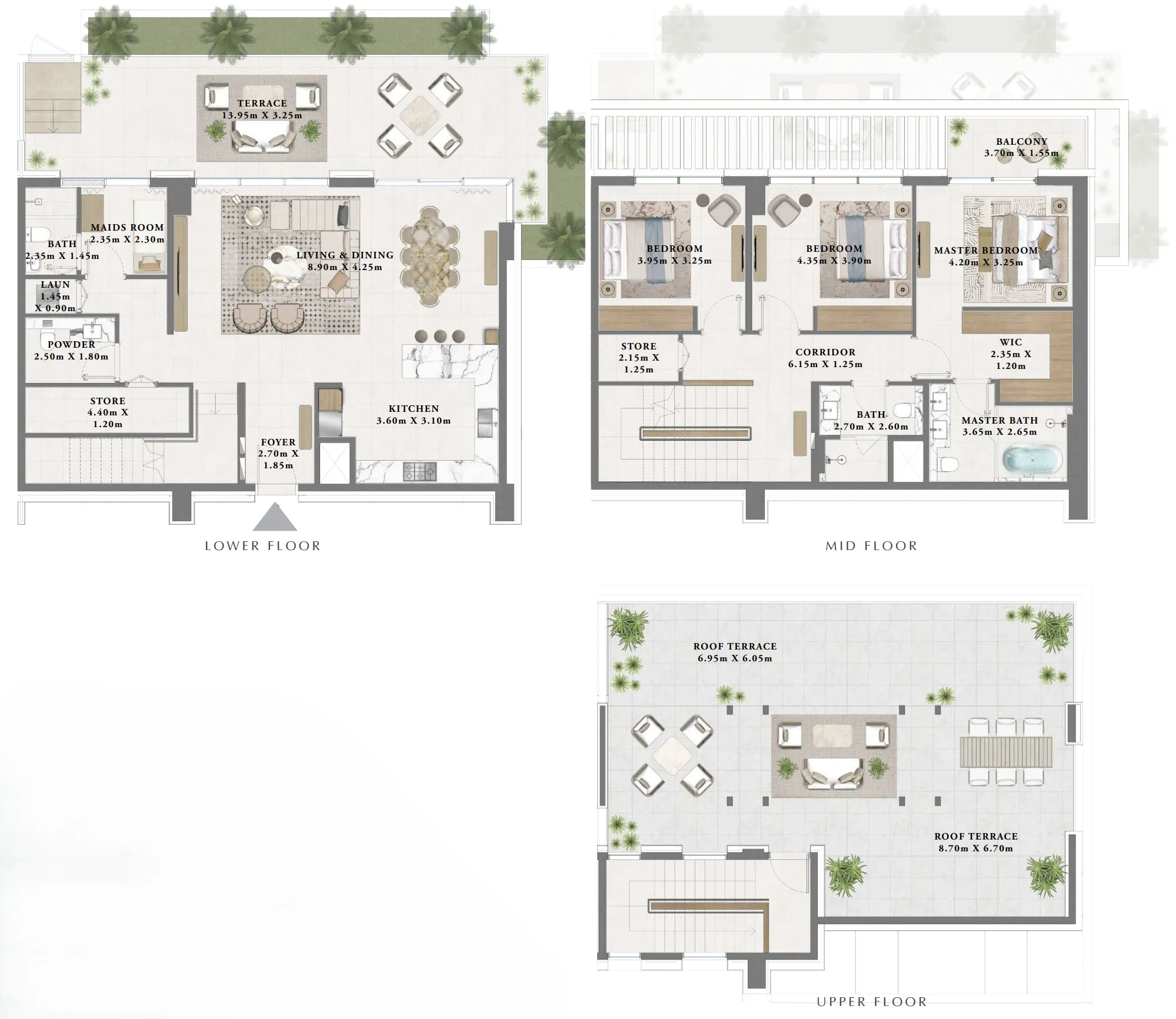 Albero 3 bed floor plan, 4,166 sqft