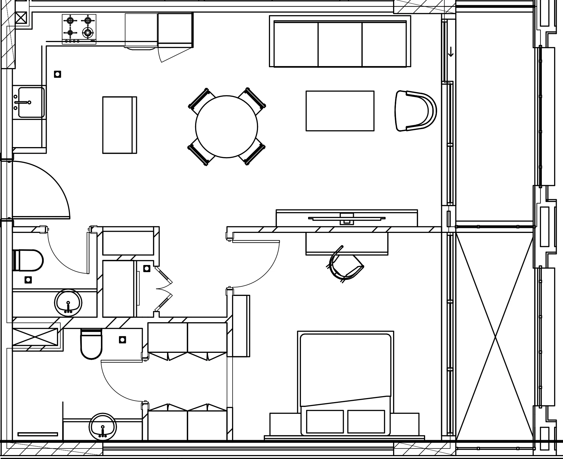 Berkeley Square 1 bed floor plan, 722 sqft