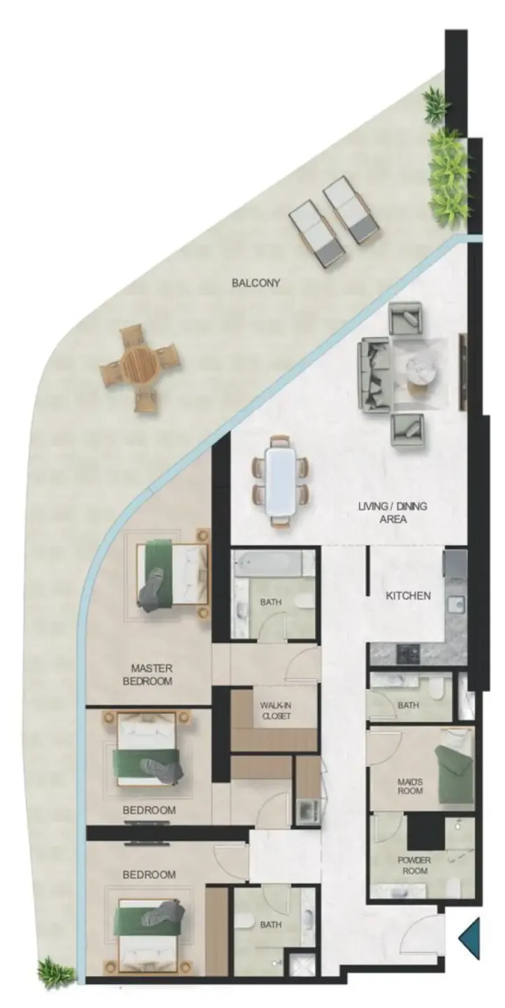 Oystra 3 bed floor plan, 2,566 sqft