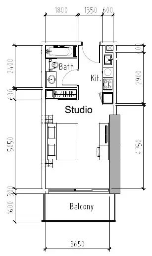 Aykon City Tower Studio floor plan, 420 sqft
