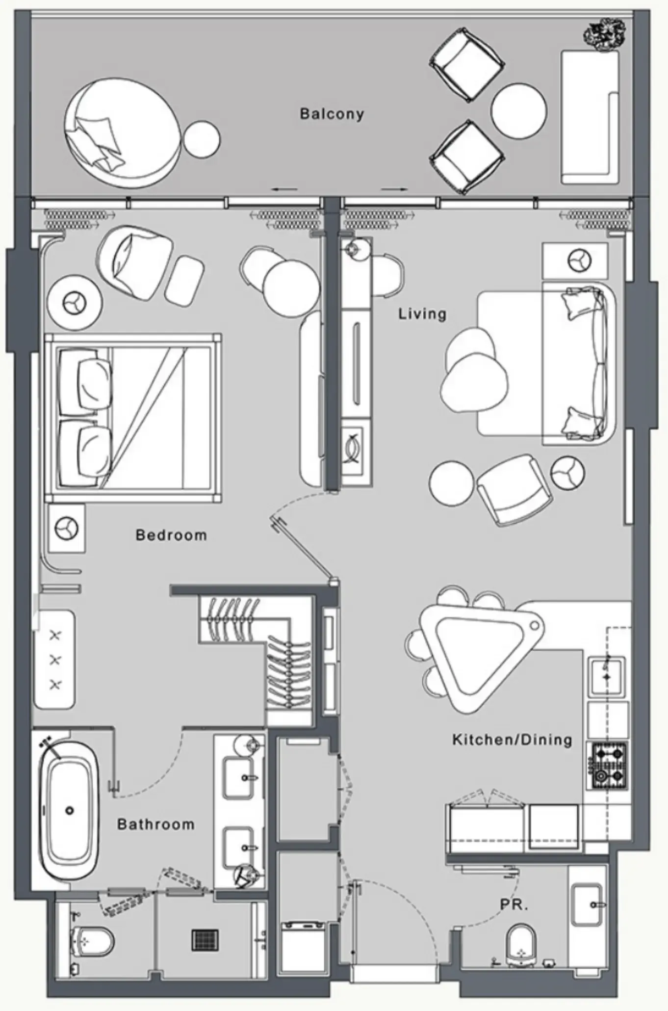 JW Marriott Residences and Resort 1 bed floor plan, 956 sqft