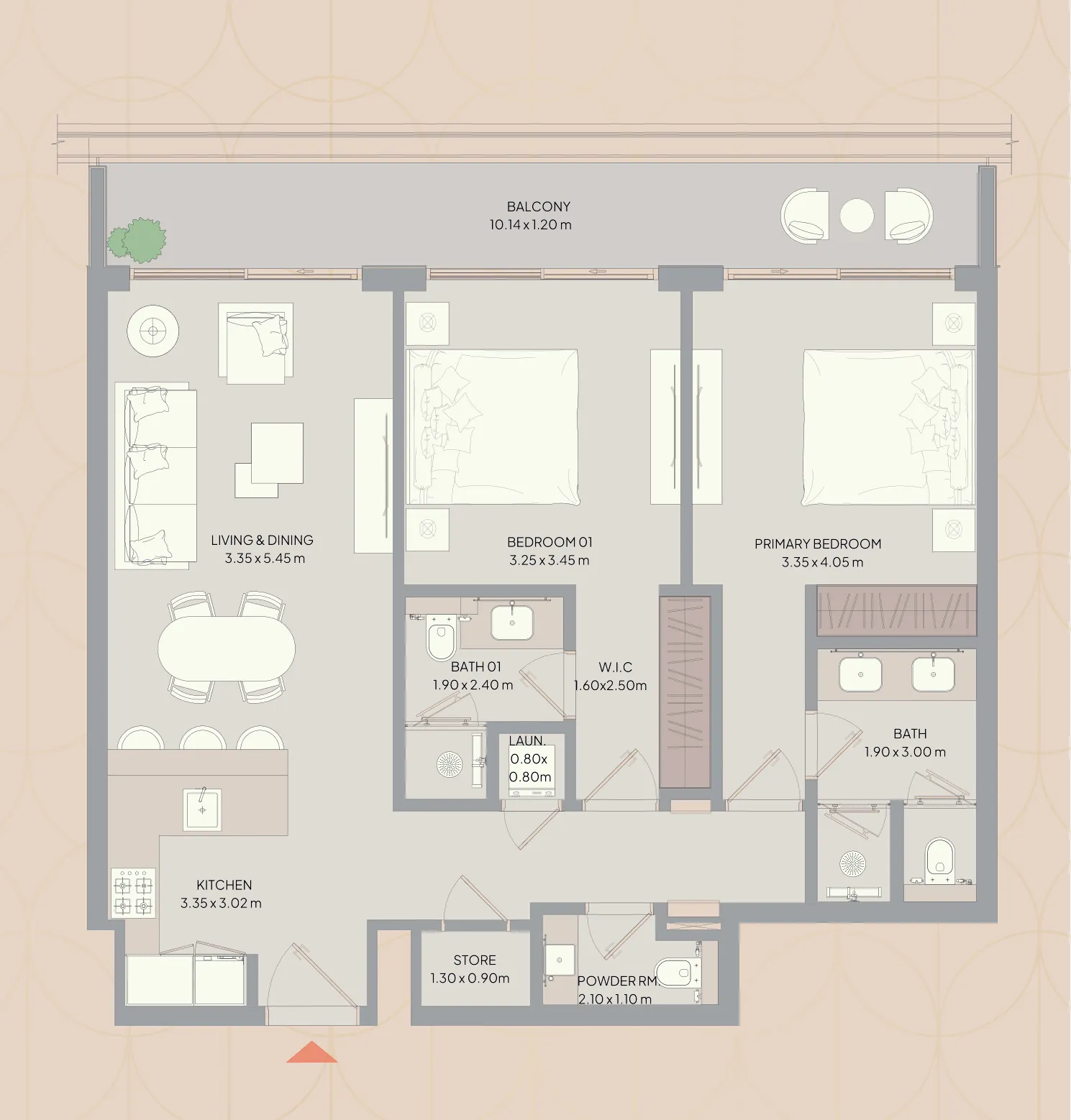 Mayfair Nexus 2 bed floor plan, 1,218 – 1,365 sqft