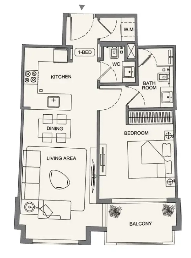 Binghatti Wraith 1 bed floor plan, 663 sqft