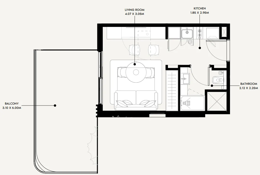 Azizi Sakandar Studio floor plan, 470 sqft