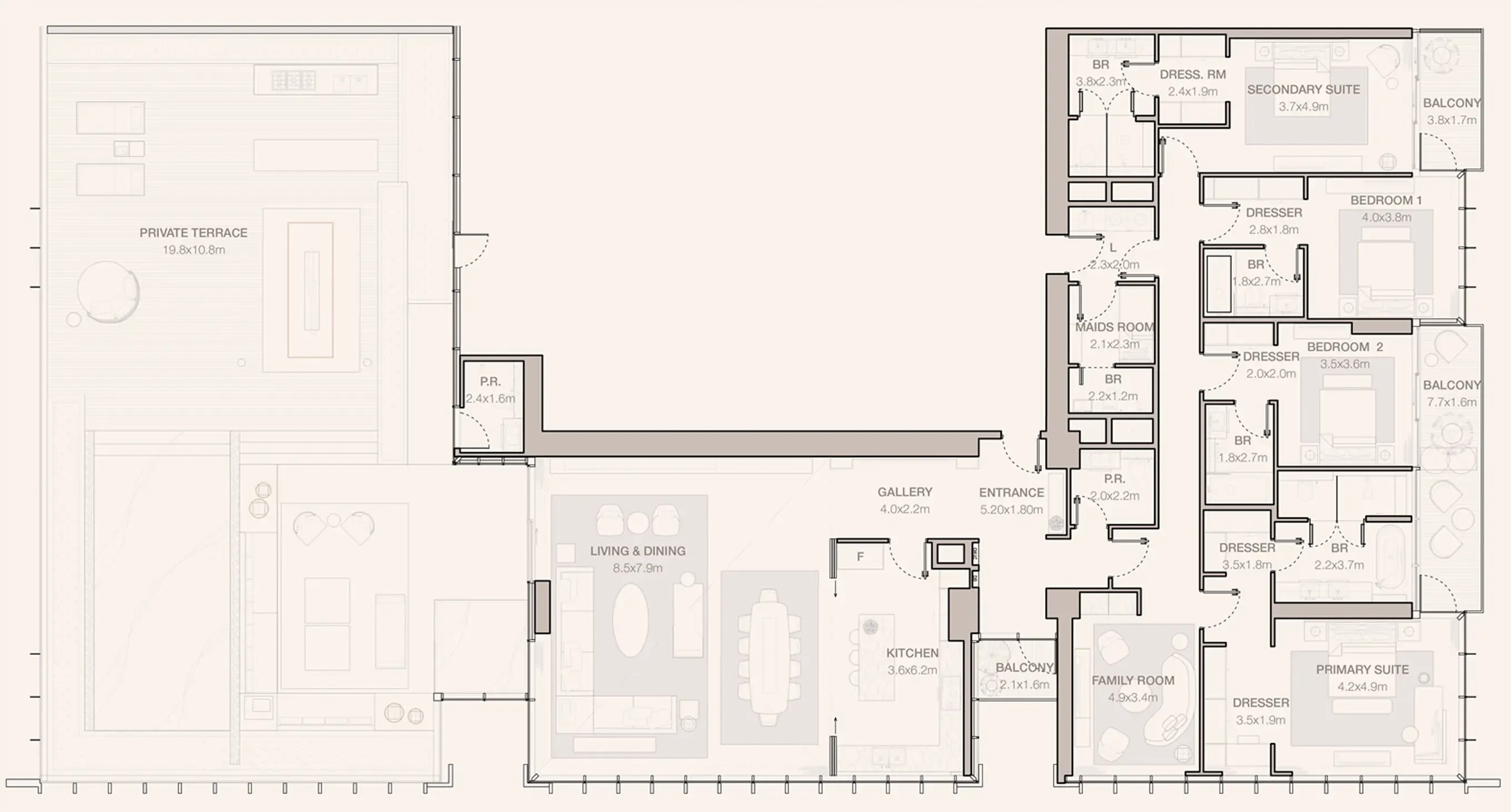 Jumeirah Residences Emirates Towers 4 bed floor plan, 6,366 sqft