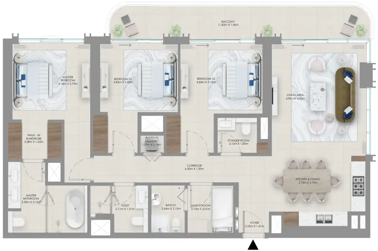 Baystar by Vida 3 bed floor plan, 1,701 sqft