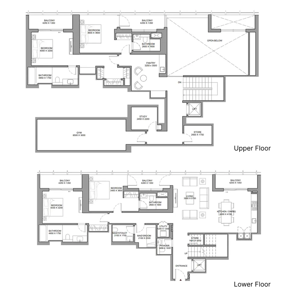 The Element at Sobha One 4 bed floor plan, 3,735 – 3,741 sqft