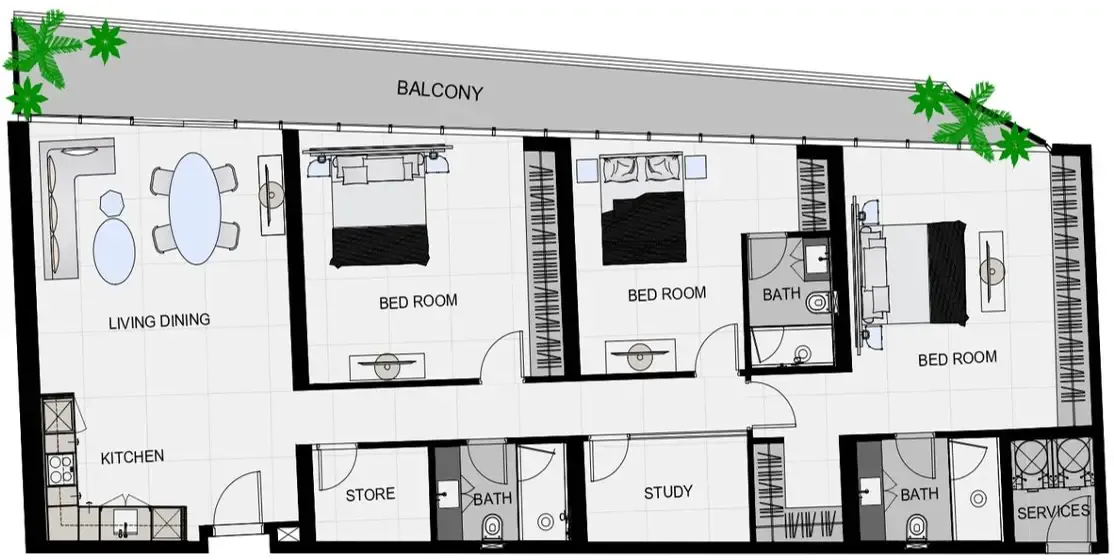The Community Sports Arena 3 bed floor plan, 1,946 sqft